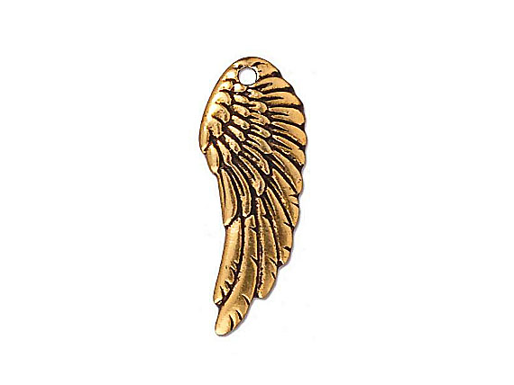 5 - TierraCast Pewter DROP Wing, Antique Gold Plated 