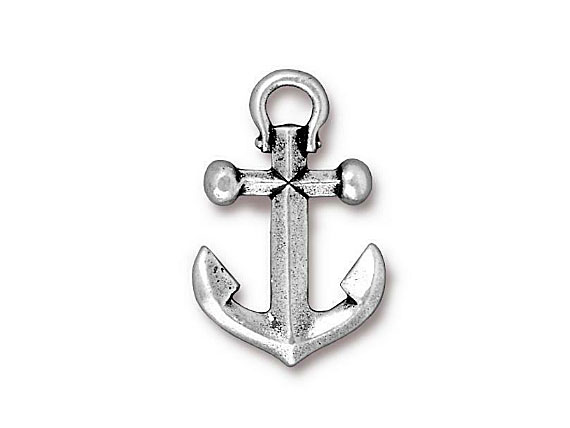 5 - TierraCast Pewter  Antique Silver Plated Anchor Pendant 
