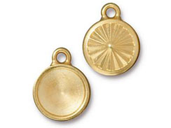 10 - TierraCast Pewter 11mm Rivoli Setting or Drop, Faceted Round Frame Bright Gold Plated