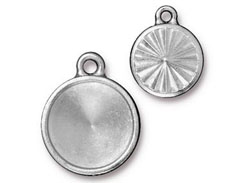 10 - TierraCast Pewter 14mm Rivoli Settings or Holders, Faceted Round Frame Bright Rhodium Plated
