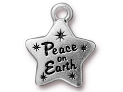 10 - Tierracast Antique Silver Plated Peace Star Pewter Charm