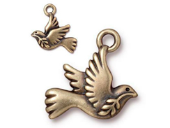 10 - Tierracast Oxidized Brass Peace Dove Pewter Charm