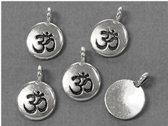 10 - TierraCast Antique Silver Round Ohm Om Coin Charm