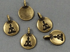 10 - TierraCast Oxidized Brass Round Buddha Meditating Charm
