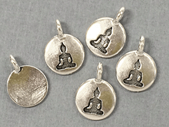 10 - TierraCast Antique Silver Round Buddha Meditating Charm