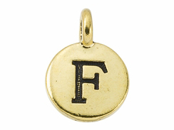 TierraCast Pewter Alphabet Charm Antique Gold Plated -  F