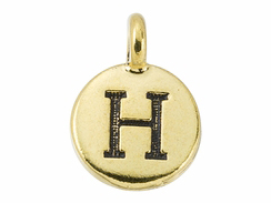 TierraCast Pewter Alphabet Charm Antique Gold Plated -  H