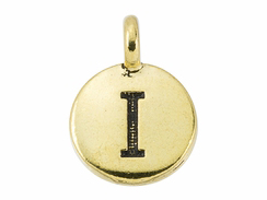TierraCast Pewter Alphabet Charm Antique Gold Plated -  I