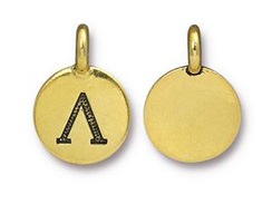 TierraCast Pewter Alphabet Charm Antique Gold Plated -  Lambda
