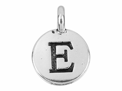 TierraCast Pewter Alphabet Charm Antique Silver Plated -  E