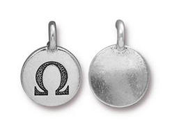 TierraCast Pewter Alphabet Charm Antique Silver Plated -  Omega