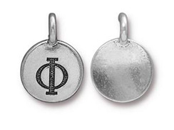 TierraCast Pewter Alphabet Charm Antique Silver Plated -  Phi