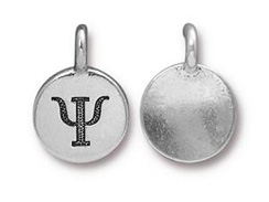 TierraCast Pewter Alphabet Charm Antique Silver Plated -  Psi