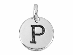 TierraCast Pewter Alphabet Charm Antique Silver Plated -  P