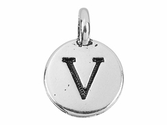 TierraCast Pewter Alphabet Charm Antique Silver Plated -  V
