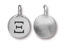 TierraCast Pewter Alphabet Charm Antique Silver Plated -  Xi