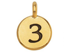 TierraCast Pewter Number Charm Antique gold Plated - 3