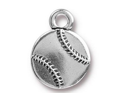 5 - TierraCast Baseball Pewter Charm Antique Silver Plated