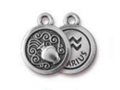 TierraCast Pewter Zodiac Sign Charms Antique Silver Plated - Aquarius