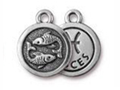 TierraCast Pewter Zodiac Sign Charms Antique Silver Plated - Pisces