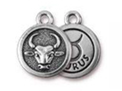 TierraCast Pewter Zodiac Sign Charms Antique Silver Plated - Taurus