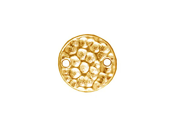 20 - TierraCast Pewter LINK Round Hammered Disk, Bright Gold Plated