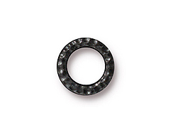 10 - TierraCast Pewter LINK Sm Hammered Ring, Black 