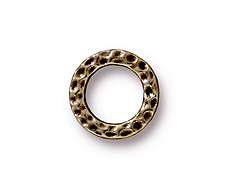 10 - TierraCast Pewter LINK Sm Hammered Ring, Oxidized Brass