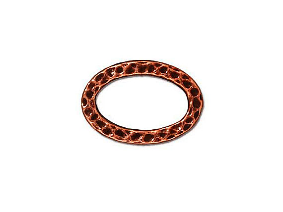 10 - TierraCast Pewter LINK Oval Hammered Ring, Antique Copper Plated