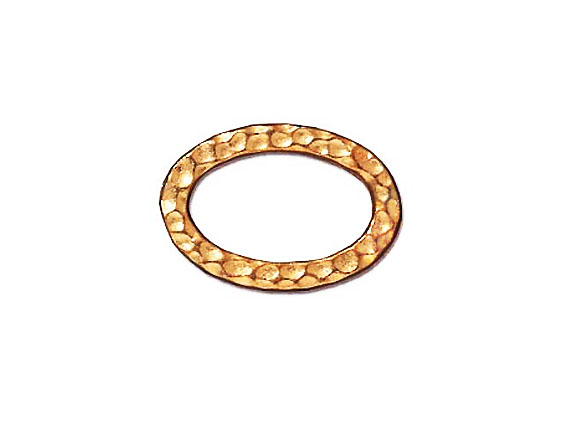 10 - TierraCast Pewter LINK Oval Hammered Ring, Bright Gold Plated