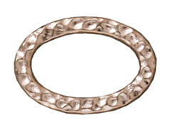 10 - TierraCast Pewter LINK Oval Hammered Ring, Bright Rhodium