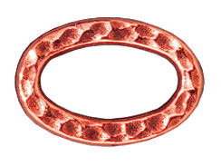 20 - TierraCast Pewter LINK Oval Hammered Ring, Antique Copper Plated