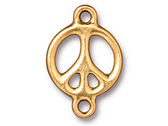 10 - TierraCast Pewter LINK Peace Sign, Bright Gold Plated 