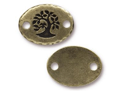 5-TierraCast Oxidized Brass Finish Pewter Tree of Life Connector Link Oval Coin