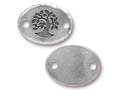 5-TierraCast Antique Silver Finish Pewter Tree of Life Connector Link Oval Coin