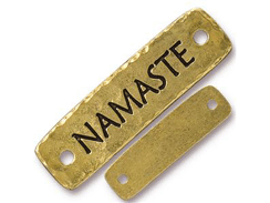 TierraCast Antique Gold Finish Pewter Namaste Bar Connector Link 1.5 Inch 