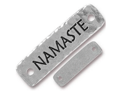 TierraCast Antique Silver Finish Pewter Namaste Bar Connector Link 1.5 Inch 
