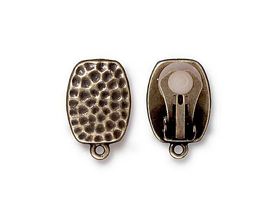 1 Pair - TierraCast Pewter EARRING Clip Earring Component, Oxidized Brass