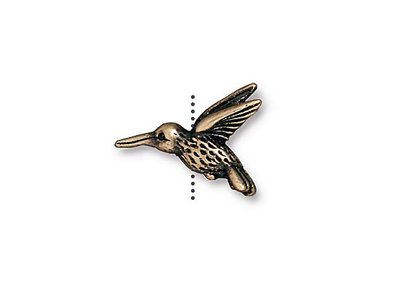 20 - TierraCast Pewter BEAD Hummingbird , Oxidized Brass