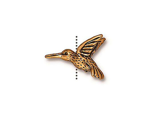 20 - TierraCast Pewter BEAD Hummingbird , Antique Gold Plated