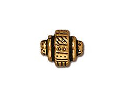 10 - TierraCast Pewter BEAD Ethnic Barrel Antique Gold Plated