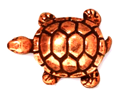 20 - TierraCast Pewter BEAD Turtle , Antique Copper Plated