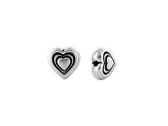 20 - TierraCast Pewter Antique Silver Plated Heart Bead