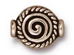20 - TierraCast Pewter BEAD  Fancy Spiral Antique Silver Plated 