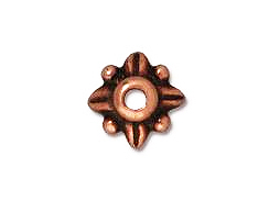 20 - TierraCast Pewter BEAD CAP Sm 4 Sided Petal, Antique Copper Plated