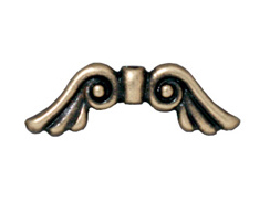 20 - TierraCast Pewter BEAD Angel Wings, Oxidized Brass