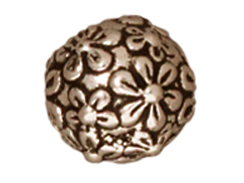 20 - TierraCast Pewter BEAD Round Floral Ball, Antique Silver Plated