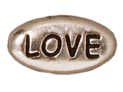 20 - TierraCast Pewter LOVE Message Bead, Antique Rhodium Plated