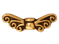 20 - TierraCast Pewter BEAD Fairy Wings, Antique Gold Plated