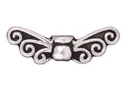 20 - TierraCast Pewter BEAD Fairy Wings, Antique Silver Plated